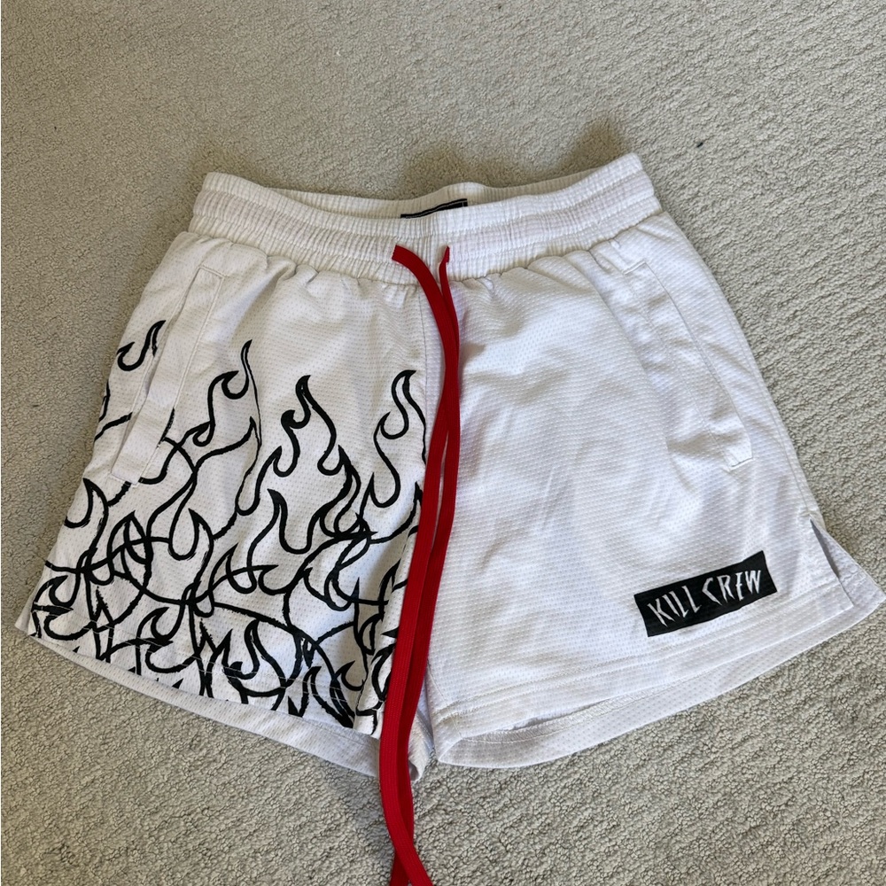 Kill Crew Women's Athletic Shorts with Black Flames